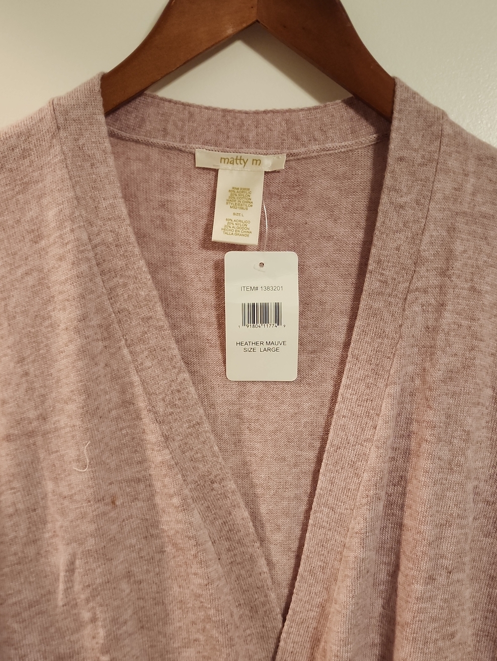 Matty M Heather Mauve V-Neck Lightweight Sweater